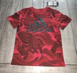 NWT Adidas Kids Red and Black Patterned Tee